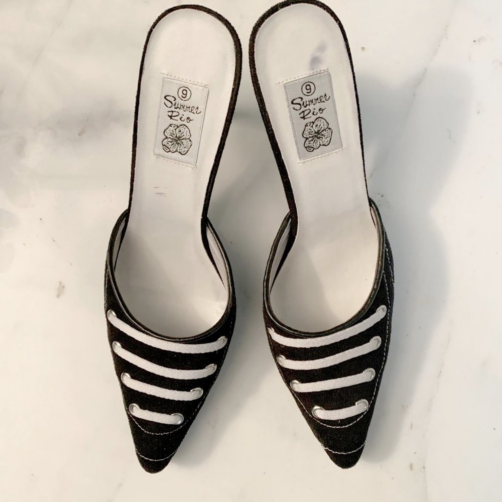 Summer Rio Black and White Slides Size 9